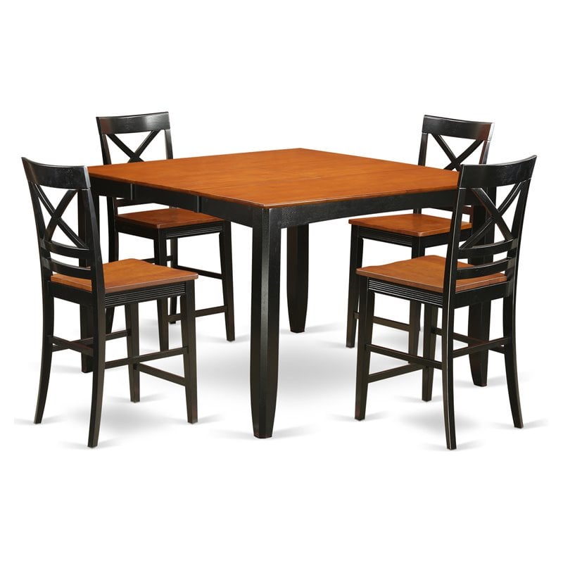 East West Furniture Fairwind 5-piece Dining Table and Chairs in Black/Cherry