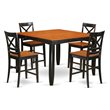 East West Furniture Fairwind 5-piece Dining Table and Chairs in Black/Cherry