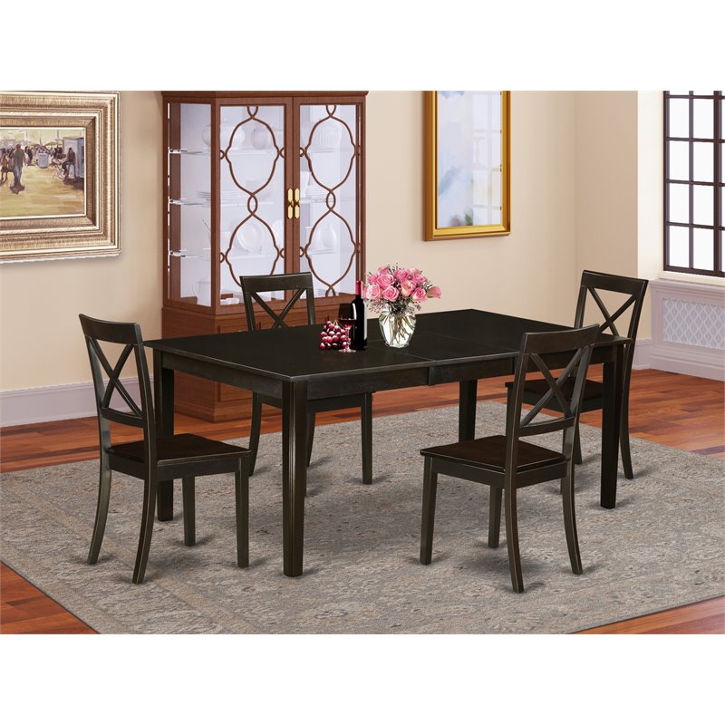East West Furniture Henley 5-piece Traditional Wood Dining Set in Cappuccino