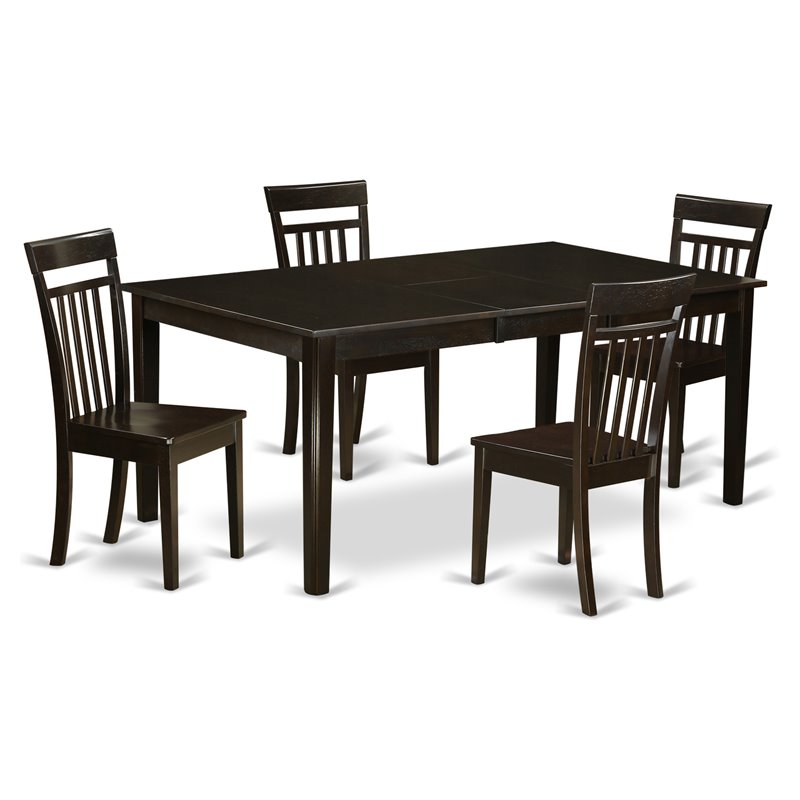 East West Furniture Henley 5-piece Wood Dining Table and Chair Set in Cappuccino
