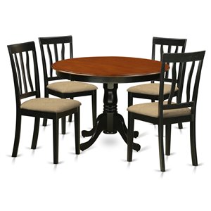 east west furniture hartland 5-piece traditional wood dining set in black