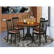 East West Furniture Hartland 5-piece Wood Dining Set with Leather Seat in Black