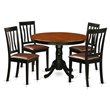 East West Furniture Hartland 5-piece Wood Dining Set with Leather Seat in Black