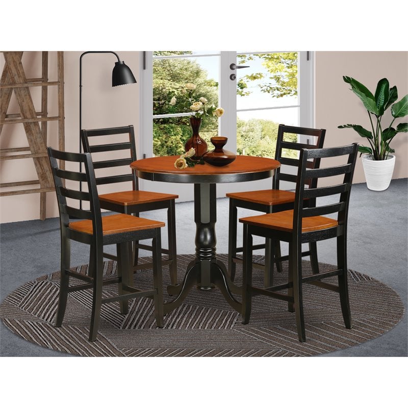 East West Furniture Jackson 5-piece Wood Dining Room Set in Black/Cherry