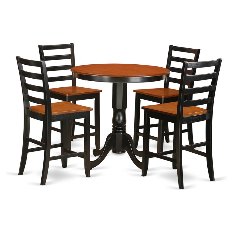 East West Furniture Jackson 5-piece Wood Dining Room Set in Black/Cherry