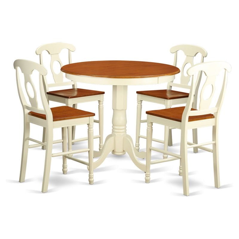 East West Furniture Jackson 5-piece Wood Dining Table Set in Buttermilk/Cherry