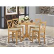 East West Furniture Jackson 5-piece Wood Dining Set with Stools in Oak