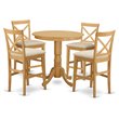 East West Furniture Jackson 5-piece Wood Dining Set with Stools in Oak