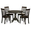 East West Furniture Hartland 5-piece Wood Kitchen Table Set in Cappuccino