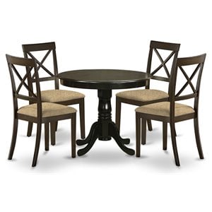 East West Furniture Hartland 5-piece Dining Table and Chair Set in Cappuccino