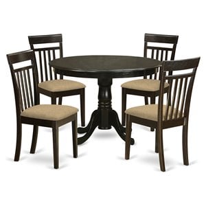East West Furniture Hartland 5-piece Wood Kitchen Table and Chairs in Cappuccino