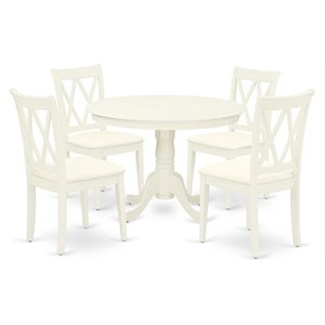 East West Furniture Dudley 5-piece Traditional Wood Dining Set in Linen White