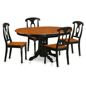 east west furniture kenley 5-piece wood dining table and chairs in black/cherry
