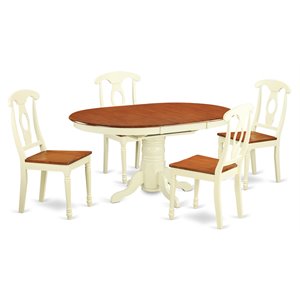 east west furniture kenley 5-piece wood dining table and chair set in cherry