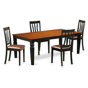 East West Furniture Logan 5-piece Wood Dinette Set in Black/Cherry