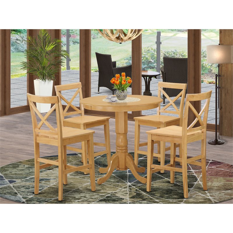 East West Furniture Jackson 5-piece Traditional Wood Dining Room Set in Oak