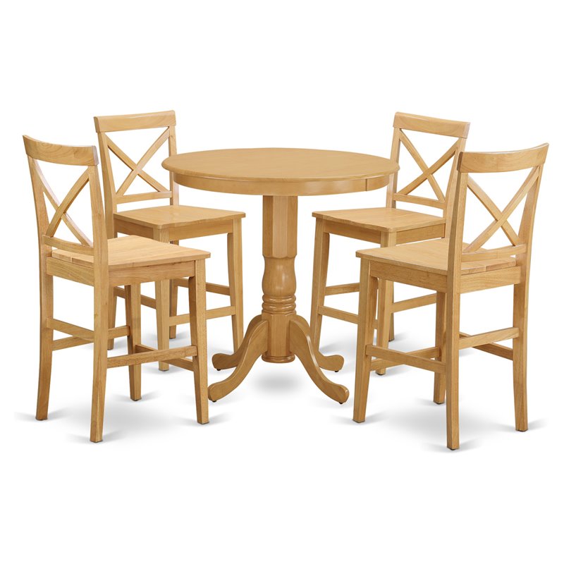 East West Furniture Jackson 5-piece Traditional Wood Dining Room Set in Oak