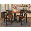 East West Furniture Jackson 5-piece Wood Dining Set with Stools in Black/Cherry