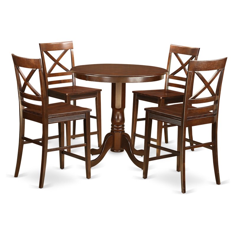 East West Furniture Jackson 5-piece Wood Dining Table and Chair Set in Mahogany