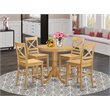 East West Furniture Jackson 5-piece Wood Dining Table and Bar Stool Set in Oak