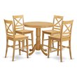 East West Furniture Jackson 5-piece Wood Dining Table and Bar Stool Set in Oak