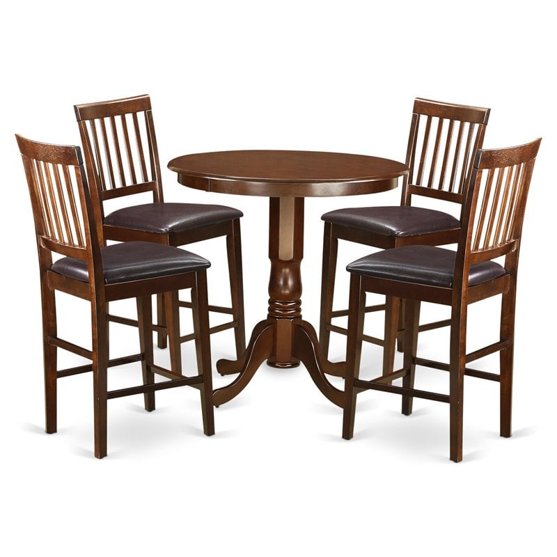 East West Furniture Jackson 5-piece Wood Dining Set with Stools in Mahogany