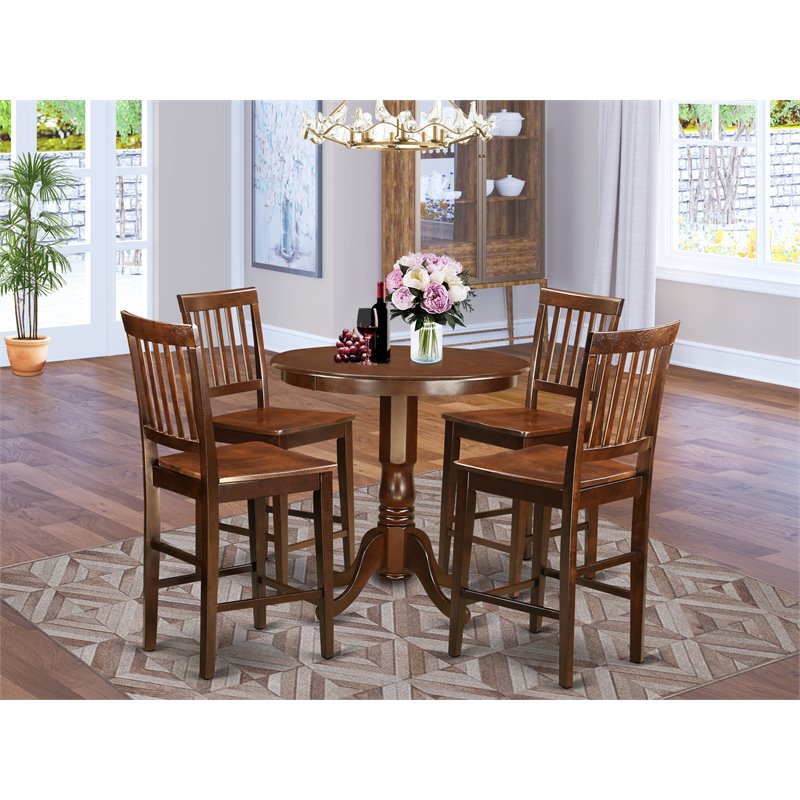 East West Furniture Jackson 5-piece Wood Table and Dining Chair Set in Mahogany