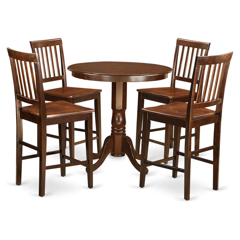 East West Furniture Jackson 5-piece Wood Table and Dining Chair Set in Mahogany