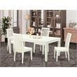 East West Furniture Logan 5-piece Wood Dining Table and Chair Set in Linen White