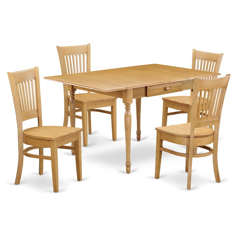 East West Furniture Monza 5-piece Traditional Wood Dining Set in Oak