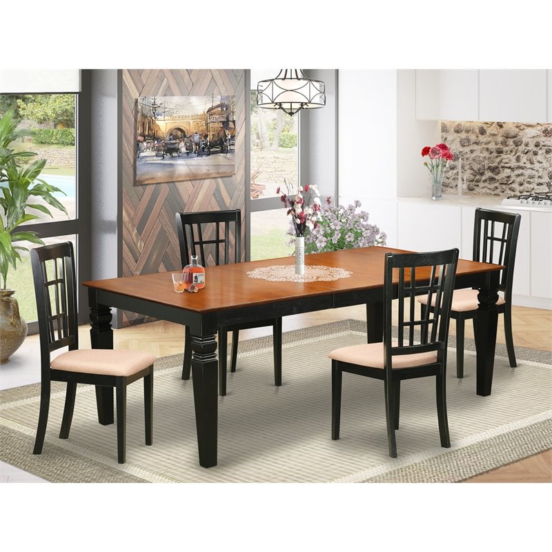 East West Furniture Logan 5-piece Wood Kitchen Table and Chair Set in Cherry