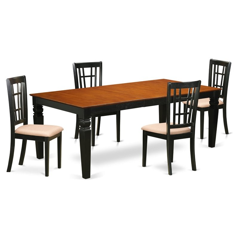 East West Furniture Logan 5-piece Wood Kitchen Table and Chair Set in Cherry