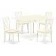 East West Furniture Monza 5-piece Wood Dining Set with Linen Seat in White