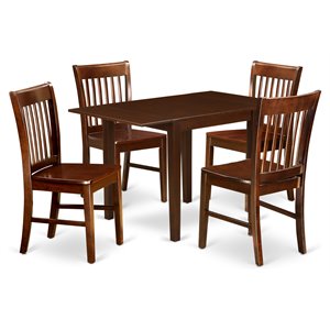 East West Furniture Norden 5-piece Traditional Wood Dinette Set in Mahogany