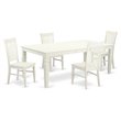 East West Furniture Logan 5-piece Wood Kitchen Table Set in Linen White