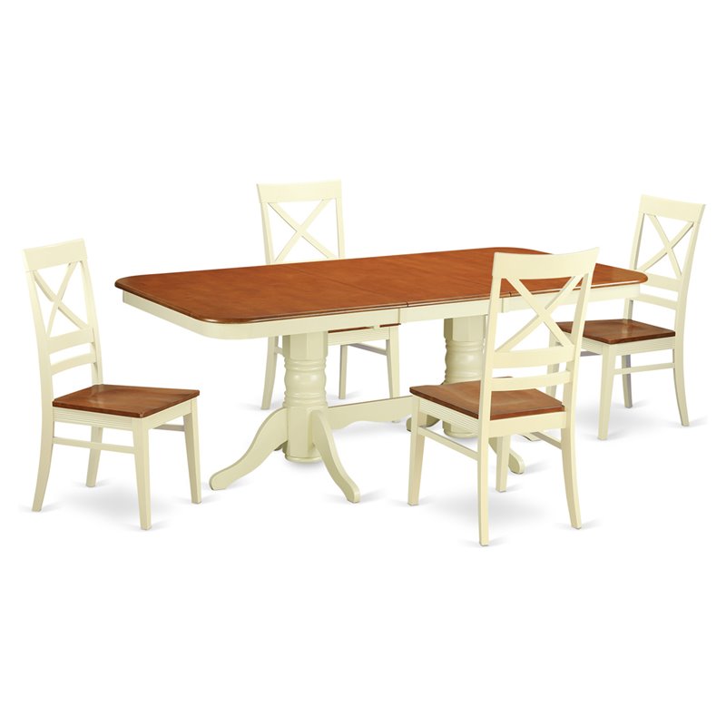 East West Furniture Napoleon 5-piece Wood Table and Dining Chair Set in Cherry