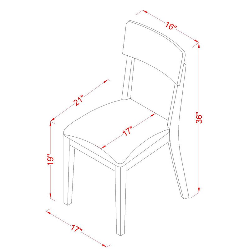 East West Furniture Norden 5-piece Wood Dining Set with Leather Seat in White