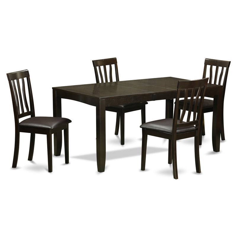 East West Furniture Lynfield 5-piece Wood Dining Table Set in Cappuccino