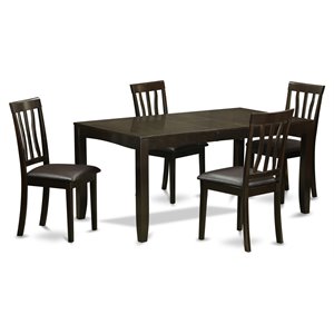 East West Furniture Lynfield 5-piece Wood Dining Table Set in Cappuccino