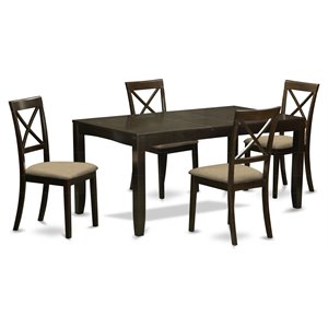 East West Furniture Lynfield 5-piece Dining Table and Chair Set in Cappuccino