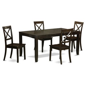 East West Furniture Lynfield 5-piece Table and Dining Chair Set in Cappuccino