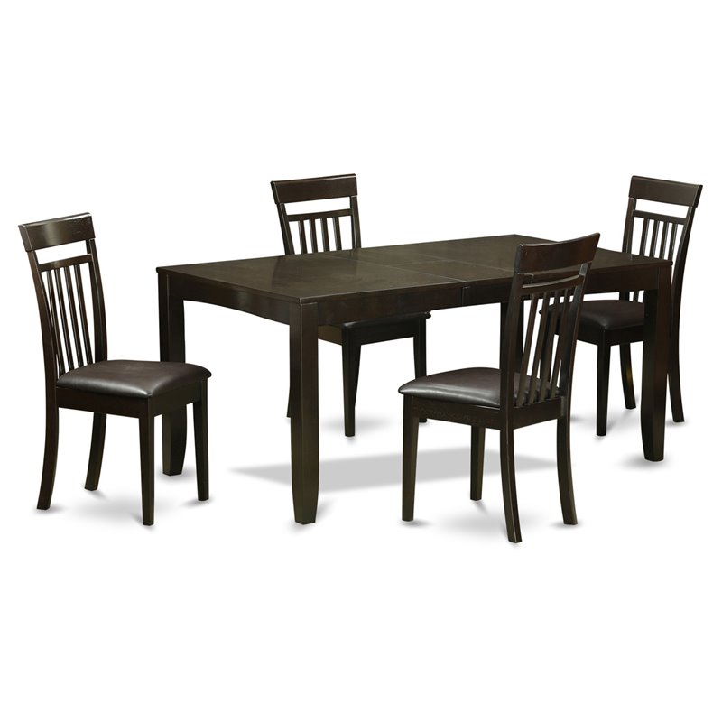 East West Furniture Lynfield 5-piece Wood Kitchen Set in Cappuccino