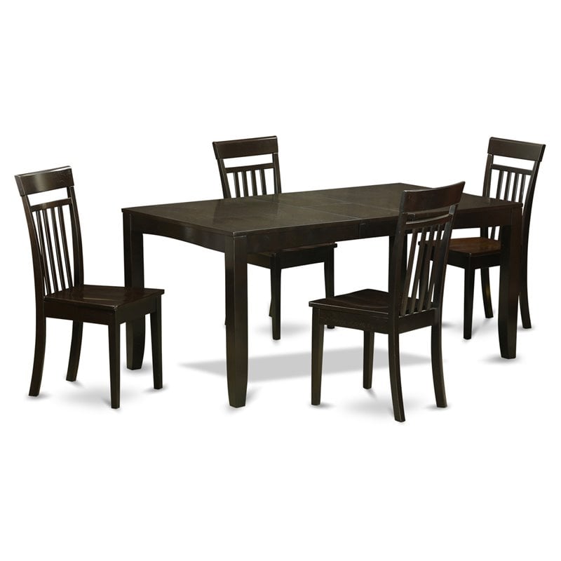 East West Furniture Lynfield 5-piece Wood Kitchen Table Set in Cappuccino