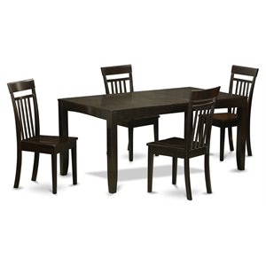 East West Furniture Lynfield 5-piece Wood Kitchen Table Set in Cappuccino