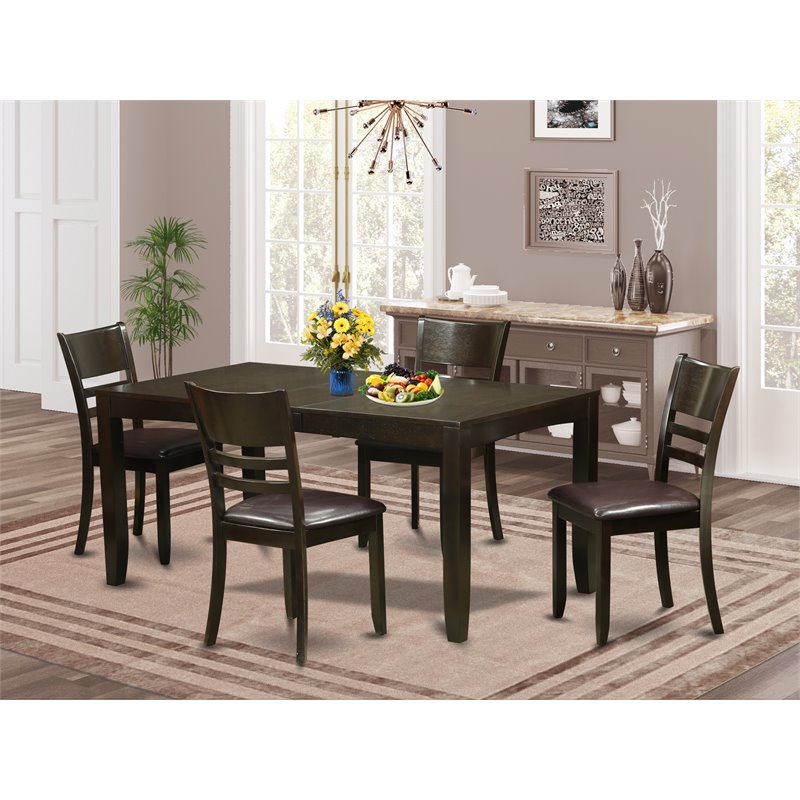 East West Furniture Lynfield 5-piece Chair and Dining Table Set in Cappuccino