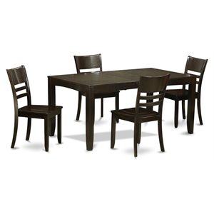 East West Furniture Lynfield 5Pcs Wood Chair and Dining Table in Cappuccino
