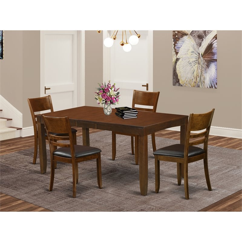 East West Furniture Lynfield 5-piece Traditional Wood Dining Set in Espresso