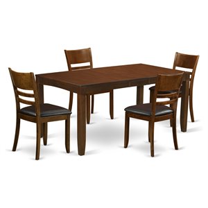 east west furniture lynfield 5-piece traditional wood dining set in espresso