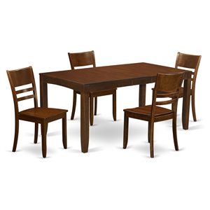east west furniture lynfield 5-piece wood dining table set in espresso