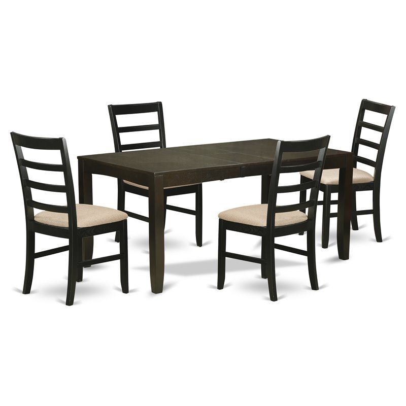 East West Furniture Lynfield 5-piece Dining Set with Linen Seat in Cappuccino